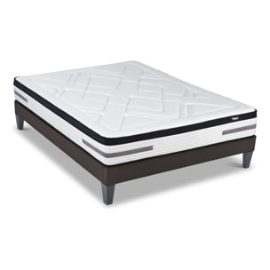 Ensemble Matelas Hybride Bellevue & Sommier KIT15, mémoire de forme et ressorts ensachés, technologie Tri-lattes, soutien ferme