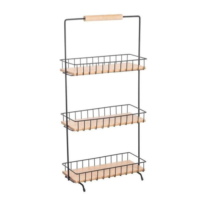 Etagère à  poser 3 étages design industriel Bois & Acier ELIE Noir mat MSV