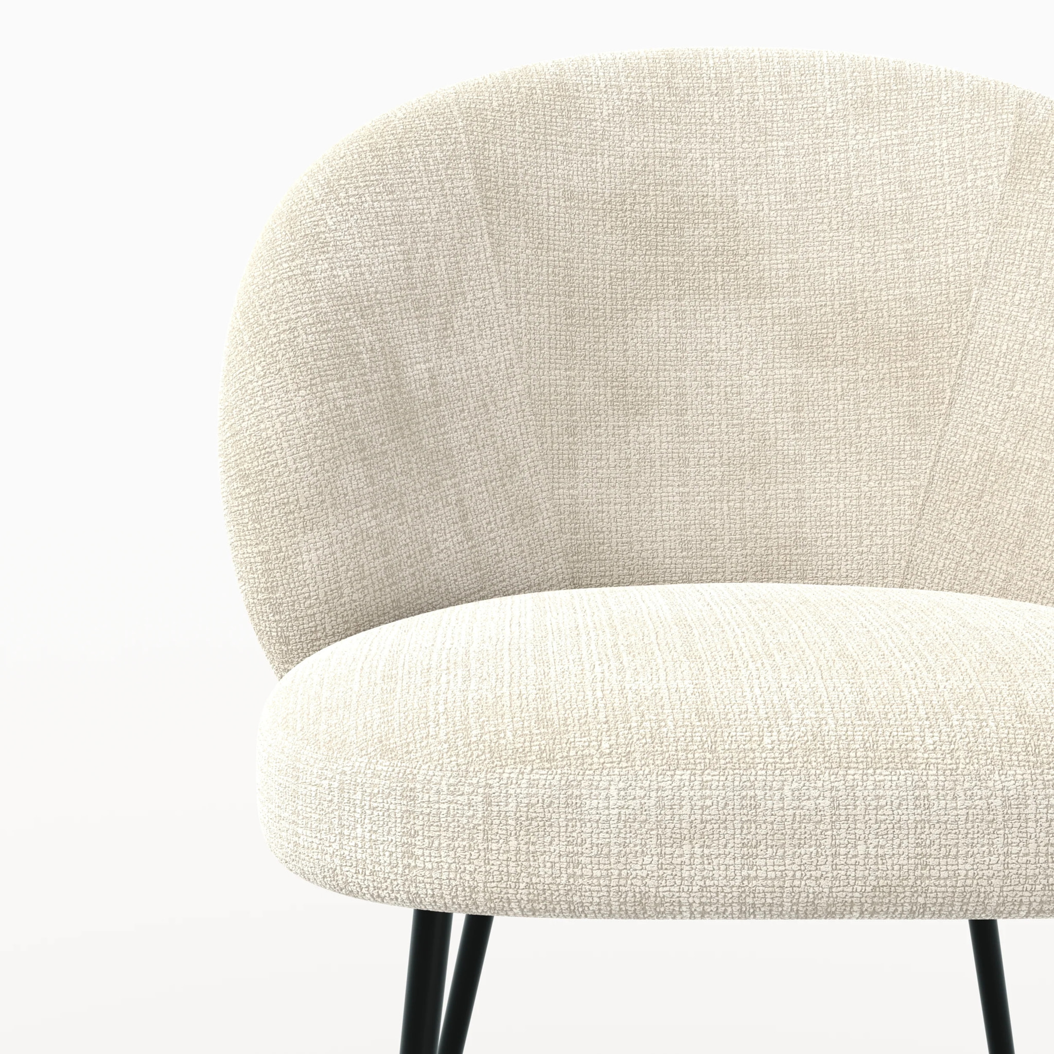 Chaise en velours chenillé écru et métal noir - Bloomy