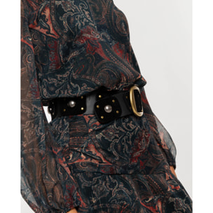 Cinturón de ante y cuero con tachuelas de mujer