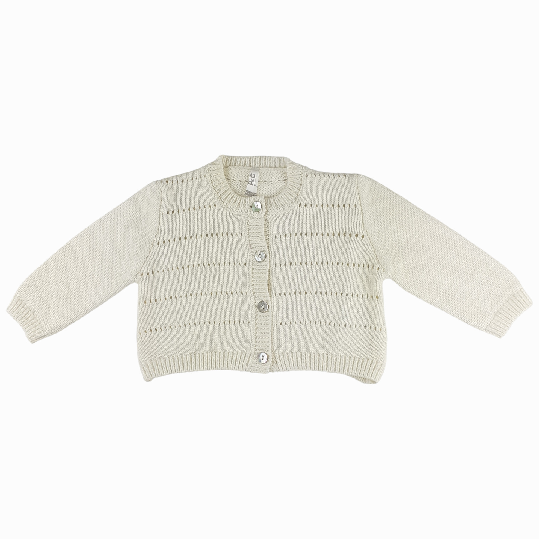 CARDIGAN TRICOT TRAFORATO LATTE