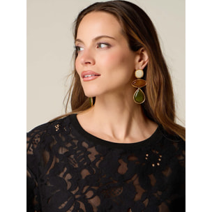Oltre - T-shirt in pizzo - Nero