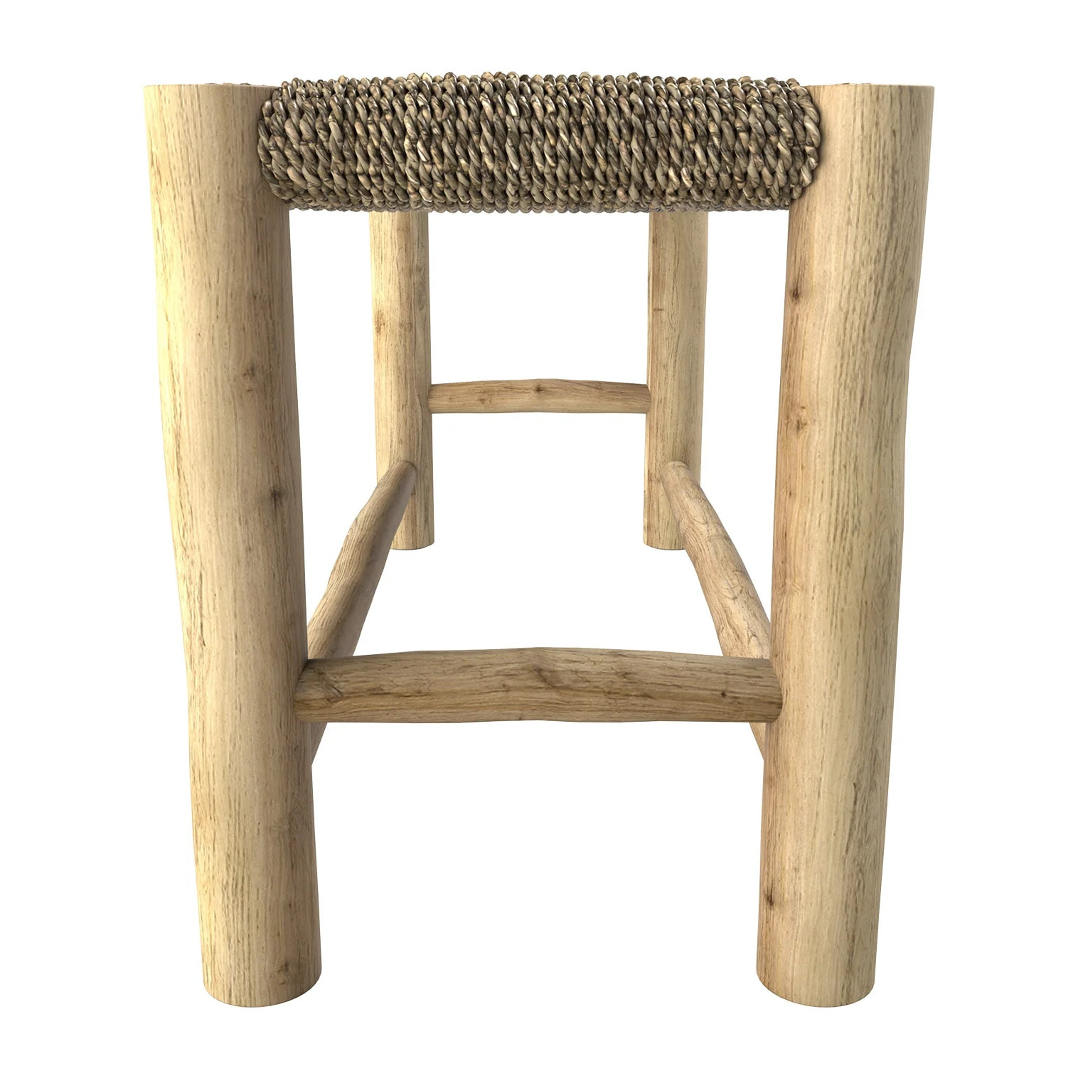 Banc 2 places 90 cm en jonc de mer et branche de teck - Jovan