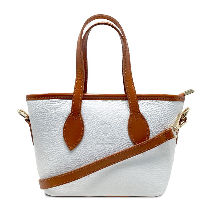Chicca Borse - Borsa a Mano Donna in Vera Pelle - Colore Bianco