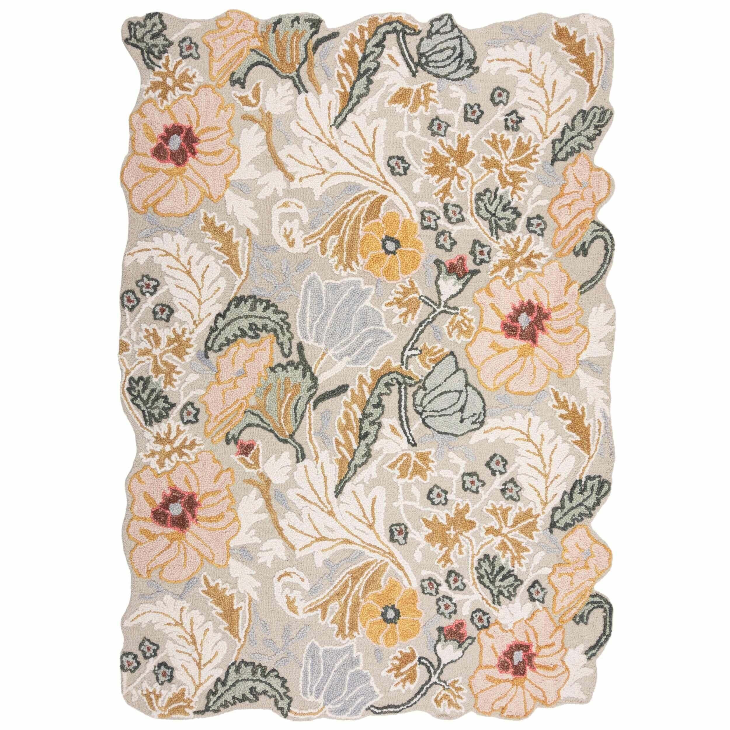 Tapis en laine floral géométrique DAPHNE Rose