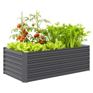 Jardinera Exterior Grande Rectangular de Acero Galvanizado, Huerto Urbano para Cultivar Plantas, Macetero Grande Exterior con Base Abierta, Resistente a la Intemperie, 180x90x57,5 cm, Gris