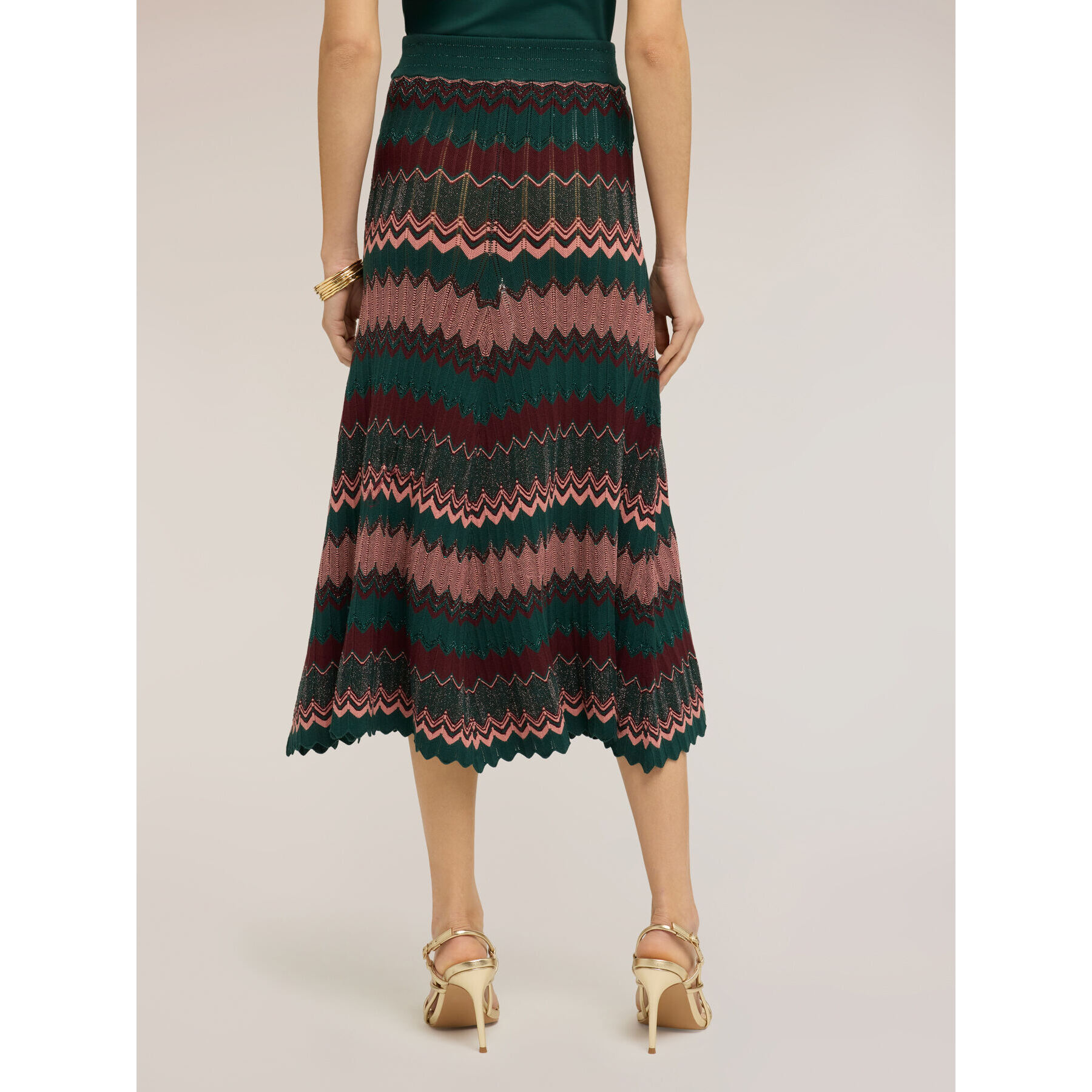 Motivi - Gonna in maglia fantasia chevron - Verde