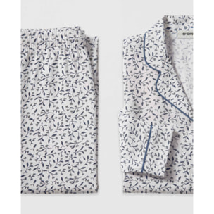 Pigiama lungo a camicia in viscosa canale blu verdastro