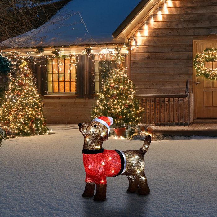 Decoración navideña de perrito de navidad con 40 luces led