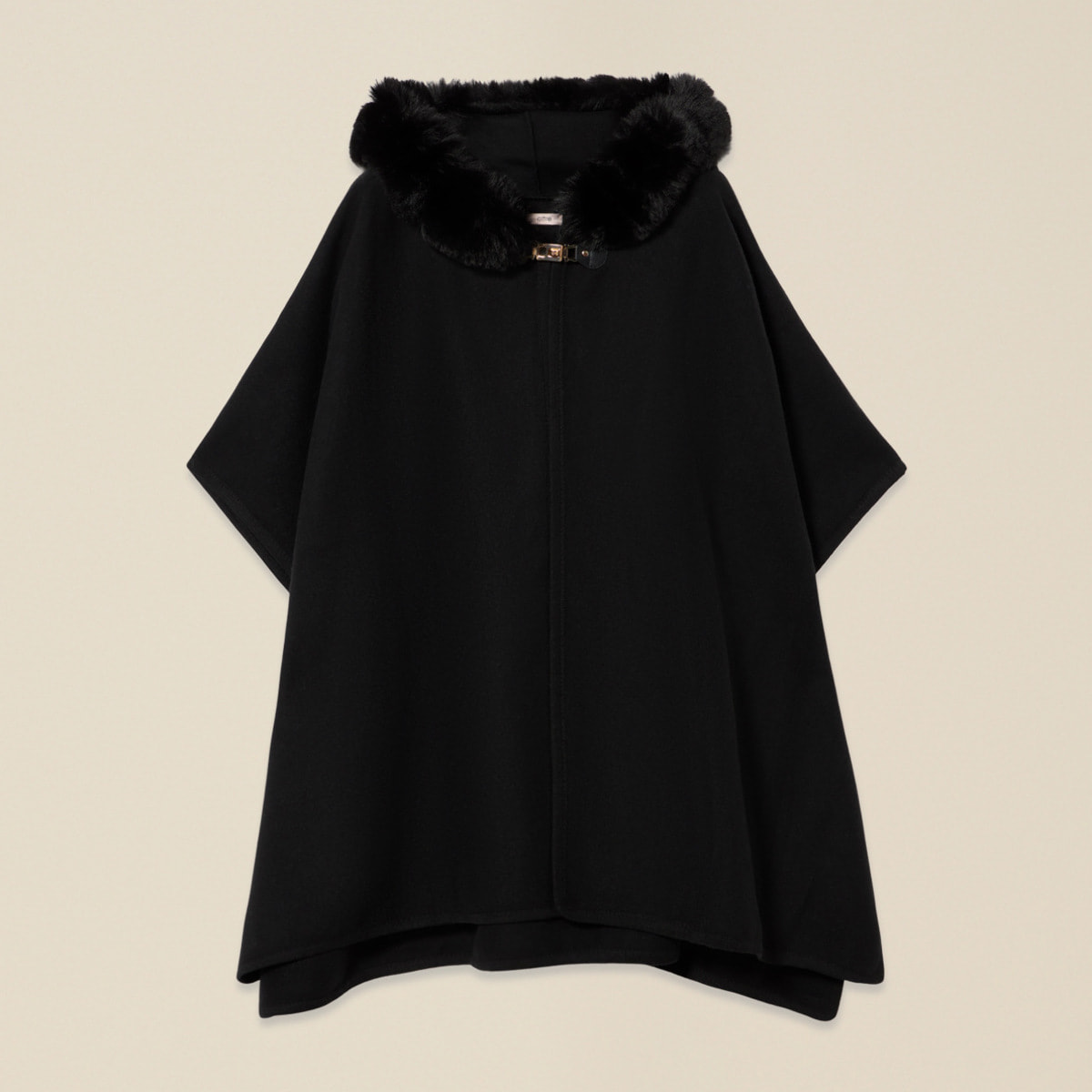 Oltre - Maxi poncho con capucha - Negro