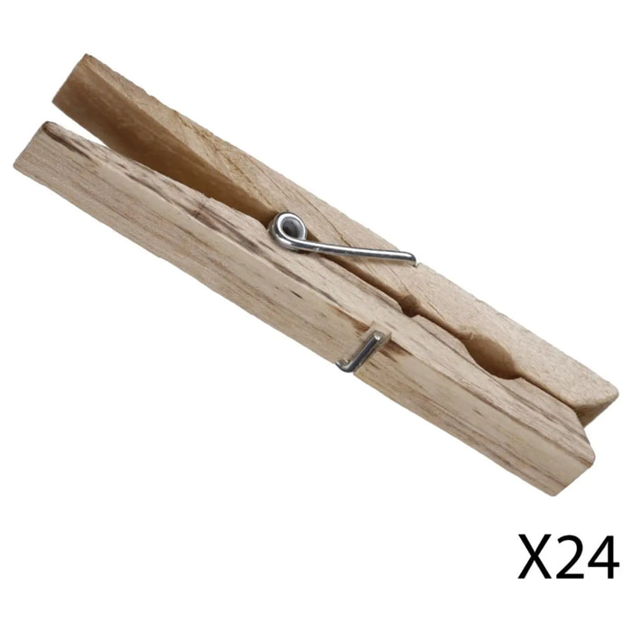 Lot de 24 pinces à linge en bois