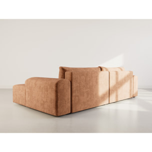 Rebecca - canapé d'angle droit 4 places convertible avec coffre en velours texturé - Rouille