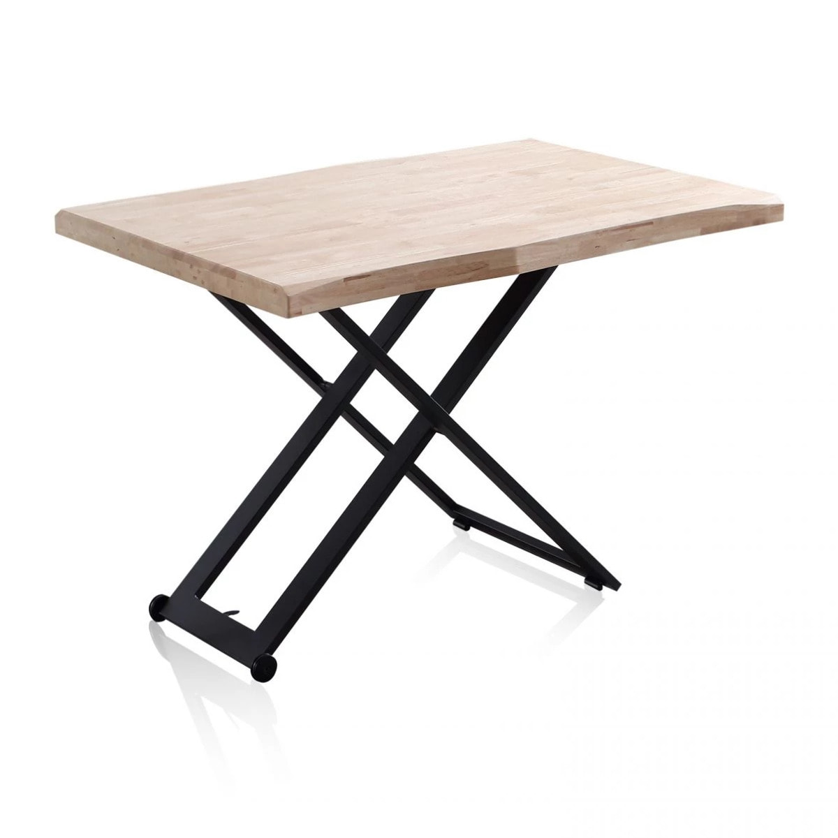 Mesa de centro elevable con patas metálicas en negro y roble 120x49-76 cm Lada Fit Negro - Roble