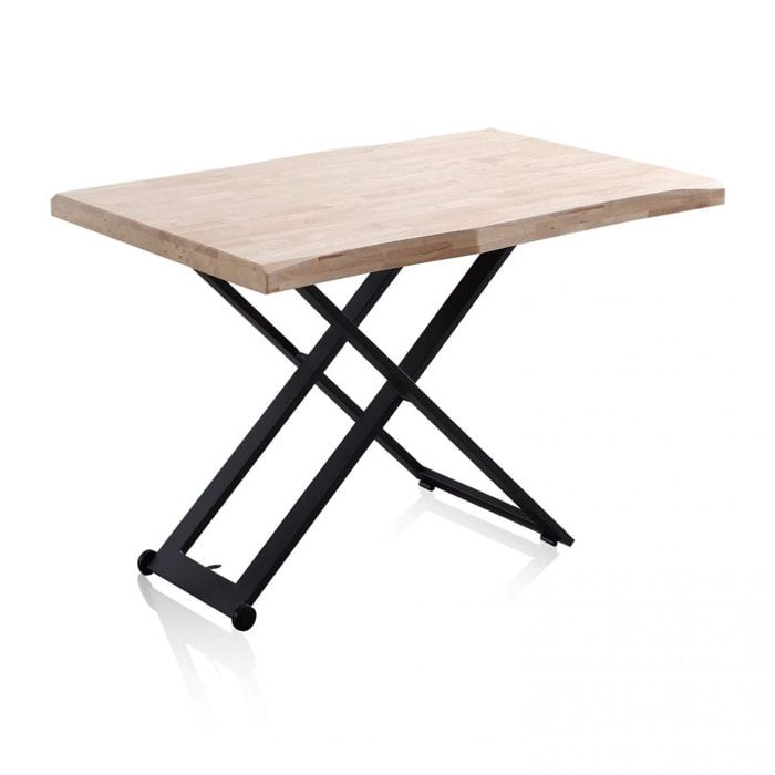 Mesa de centro elevable con patas metálicas en negro y roble 120x49-76 cm Lada Fit Negro - Roble