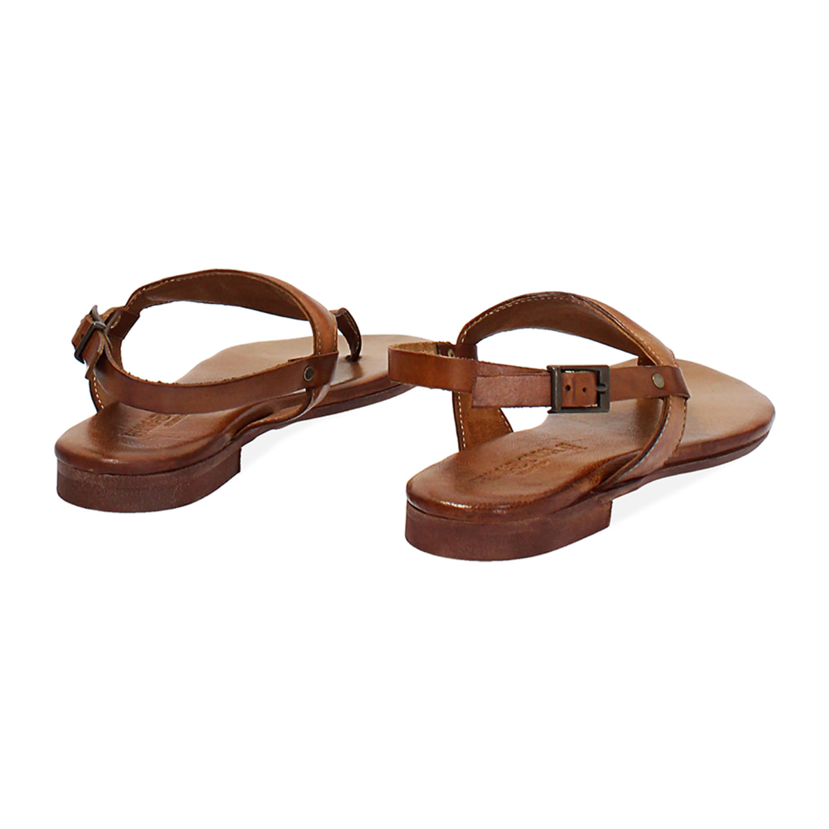 Sandali bassi donna cognac in pelle