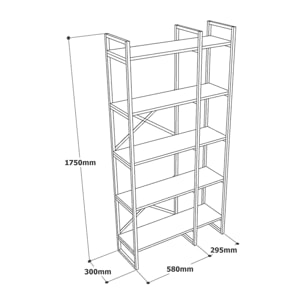 Libreria Dfiorind, Scaffale da ufficio, Mobile portalibri, Biblioteca, 88x30h175 cm, Quercia