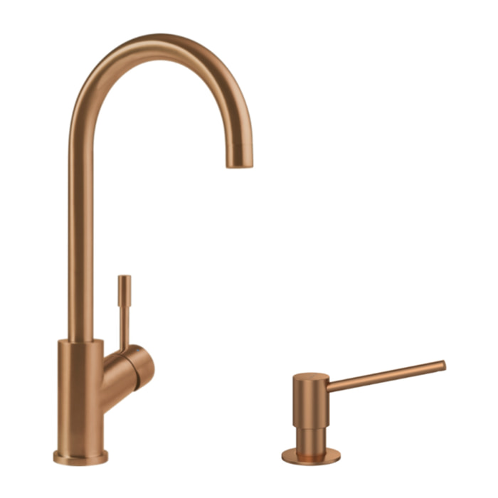 Robinet cuisine Umbrella + Distributeur de savon Bronze
