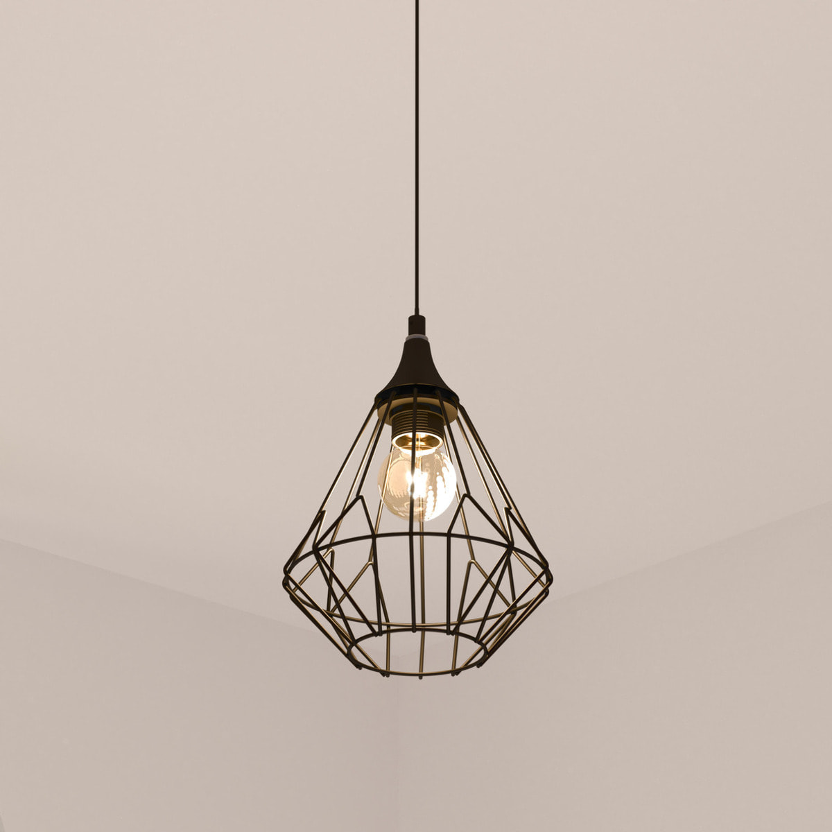 Suspension filaire "Flave" noire - métal D19 cm