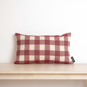 Housse de coussin jacquard 30x50 cm Vichy Grenat