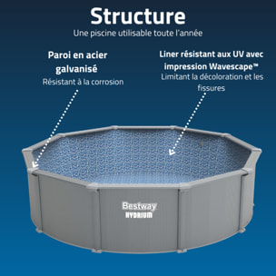 Bestway Piscine acier ronde Bestway Hydrium 457 x 122 cm gris clair
