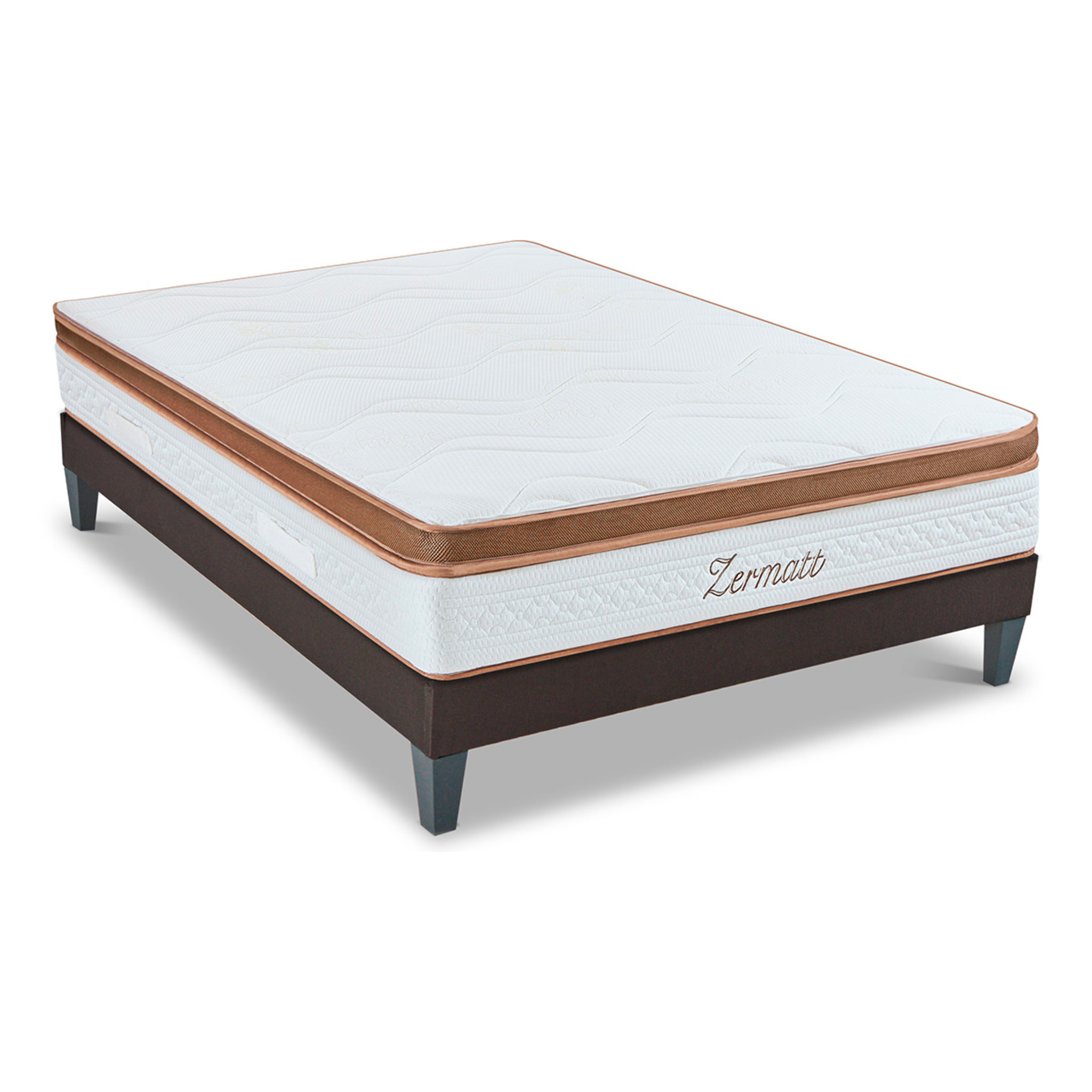 Ensemble Matelas Zermatt & Sommier KIT15, 31 cm, Mémoire de Forme avec Surmatelas, Technologie Tri-Lattes, Soutien Ferme