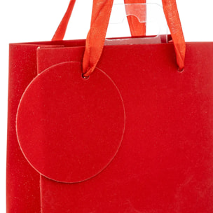 Sac cadeau paillettes taille mini rouge