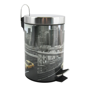 Cubo de basura 3l con tapa msv "new york" de acero inoxidable 16,5 x 25,6 cm