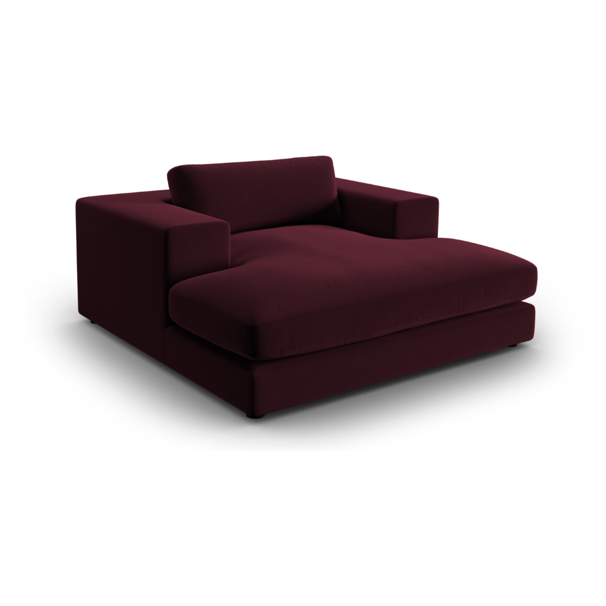 Méridienne "Tendance" en velours rouge foncé