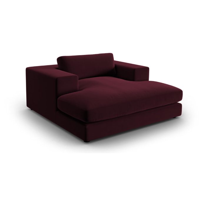 Méridienne "Tendance" en velours rouge foncé