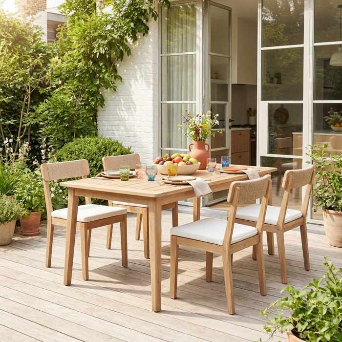 Chaise de jardin acacia et cordage (lot de 4) ANAKI