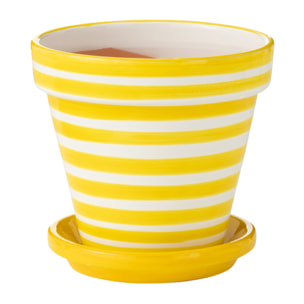J-Line cache-pot Granada Stripes Handmade + Painted - céramique - jaune - medium - Ø 27 cm