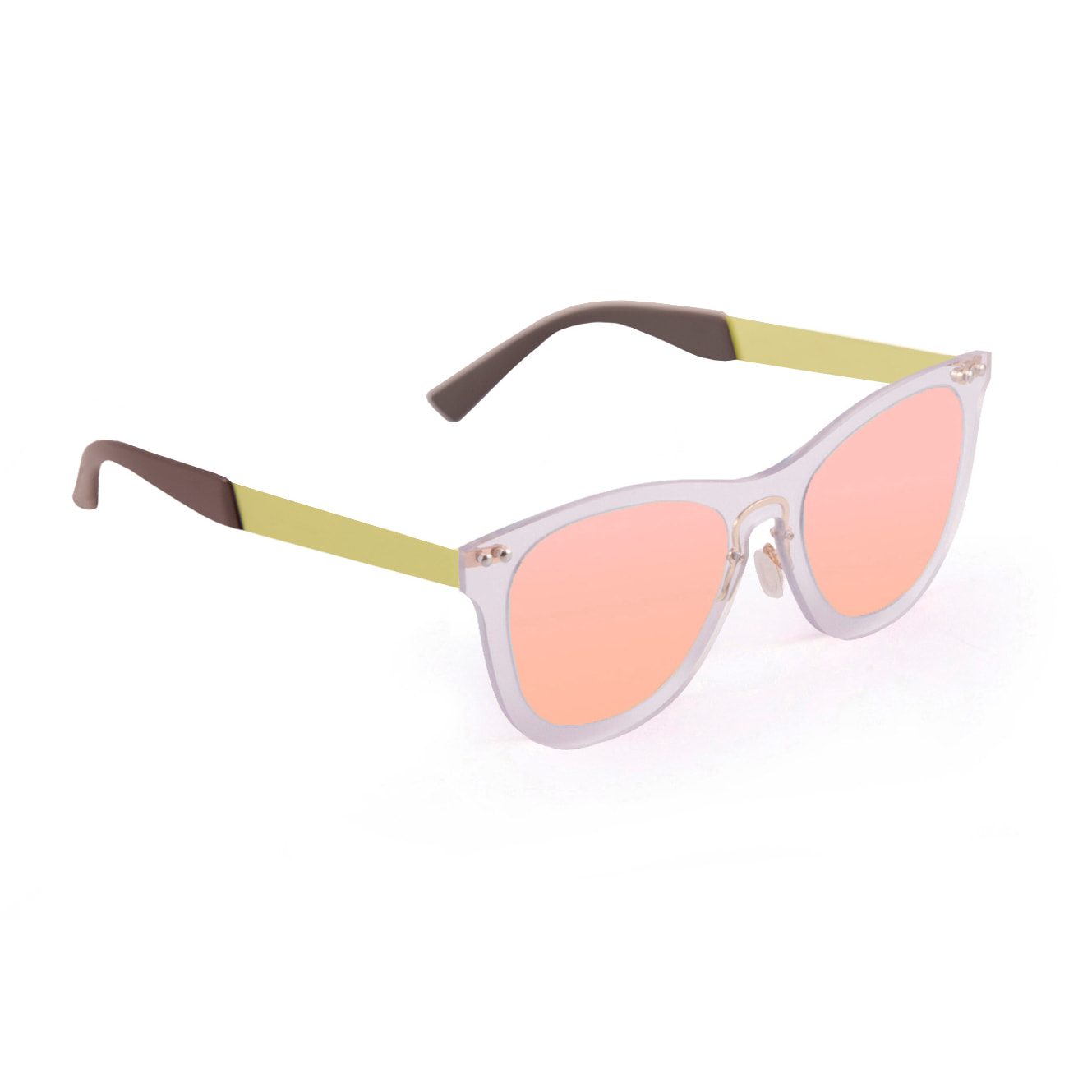 Gafas de sol OCEAN FLORENCIA - De espejo dorado con montura rosa transparente y patillas metálicas doradas