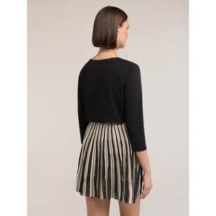 Motivi - T-shirt bimaterica - Nero