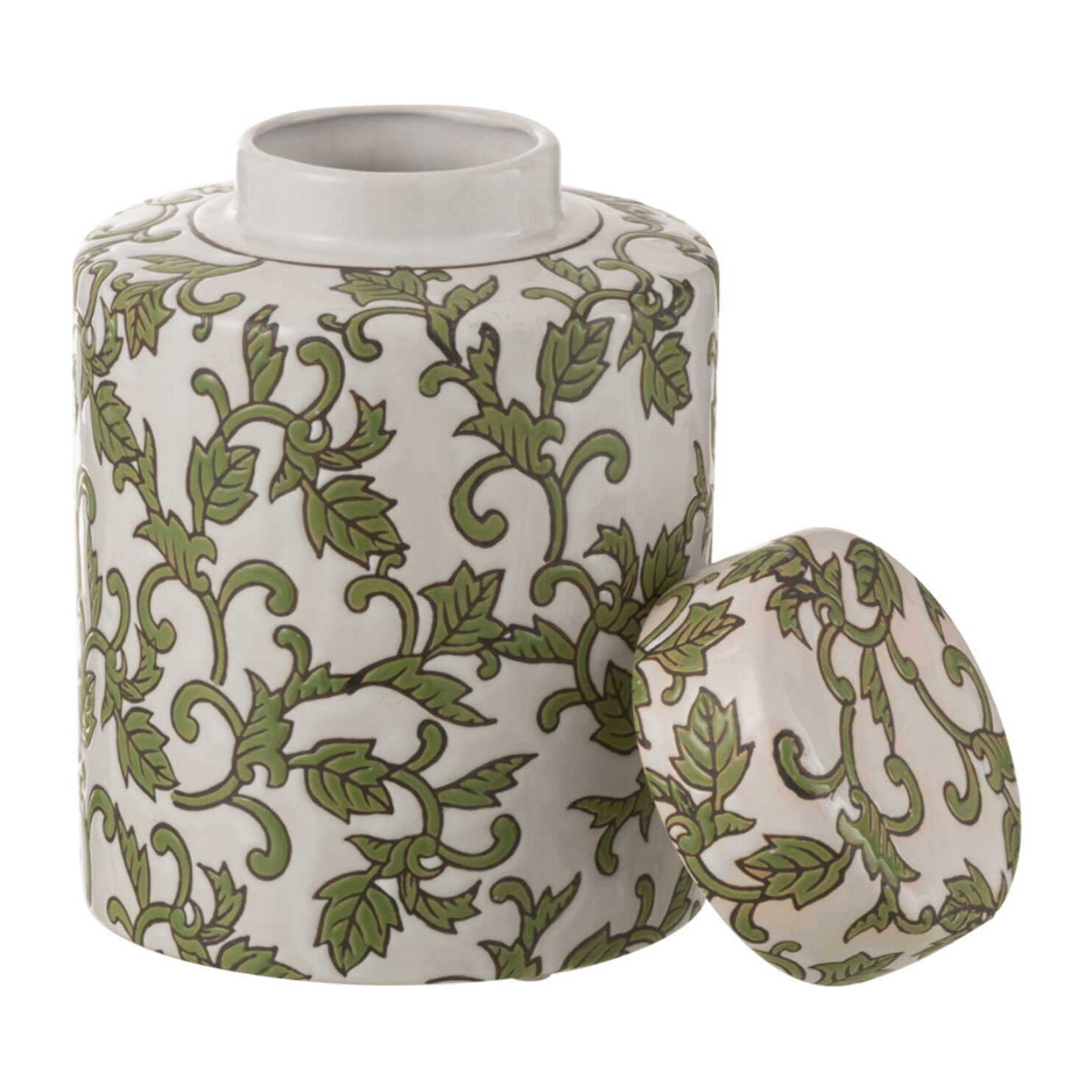 J-Line urne décorative Yezi - porcelaine - vert/blanc - small