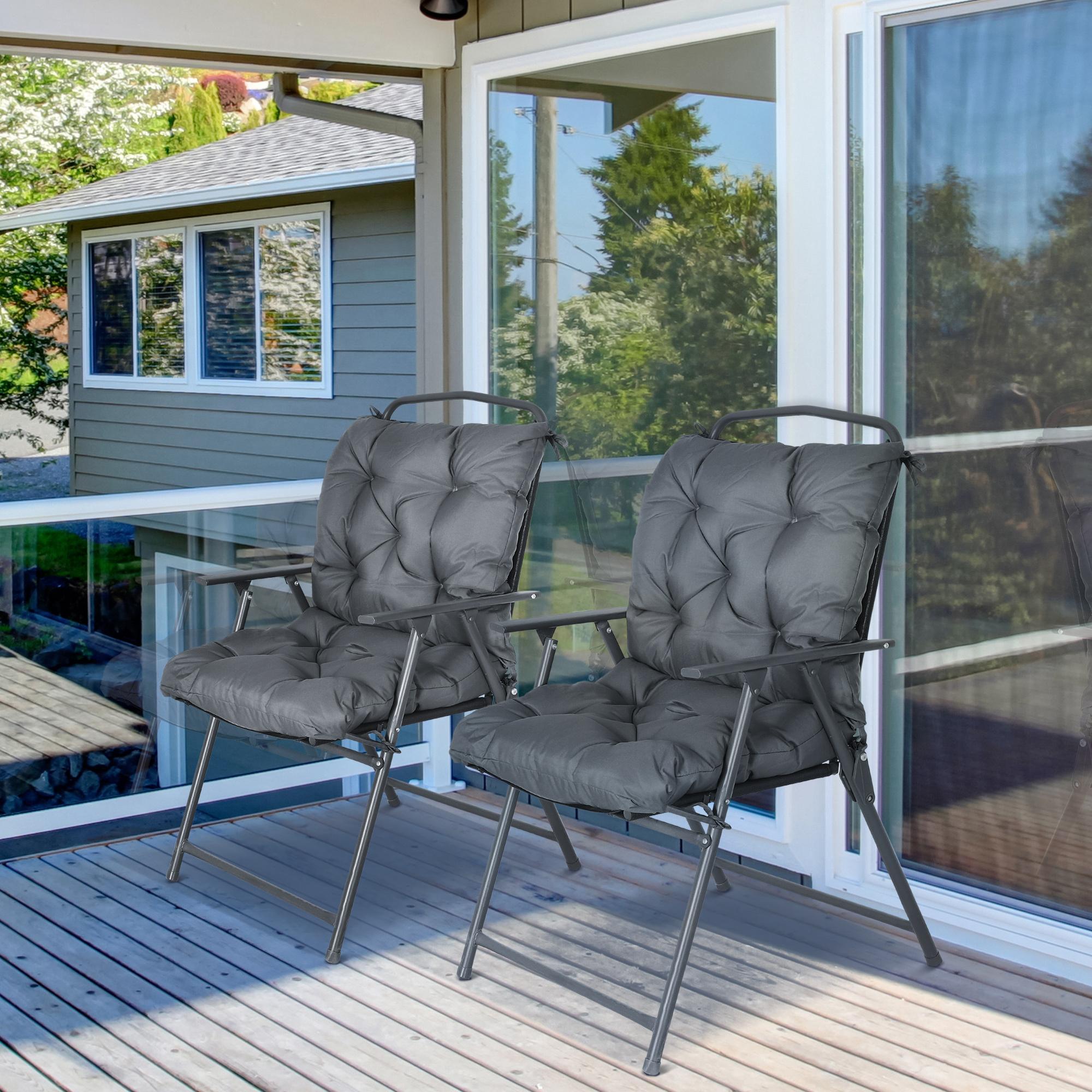 Conjunto de 2 Cojines para Silla 50x98x8 cm Colchones de Banco con Respaldo 6 Cordones de Fijación para Jardín Terraza Balcón Gris Oscuro