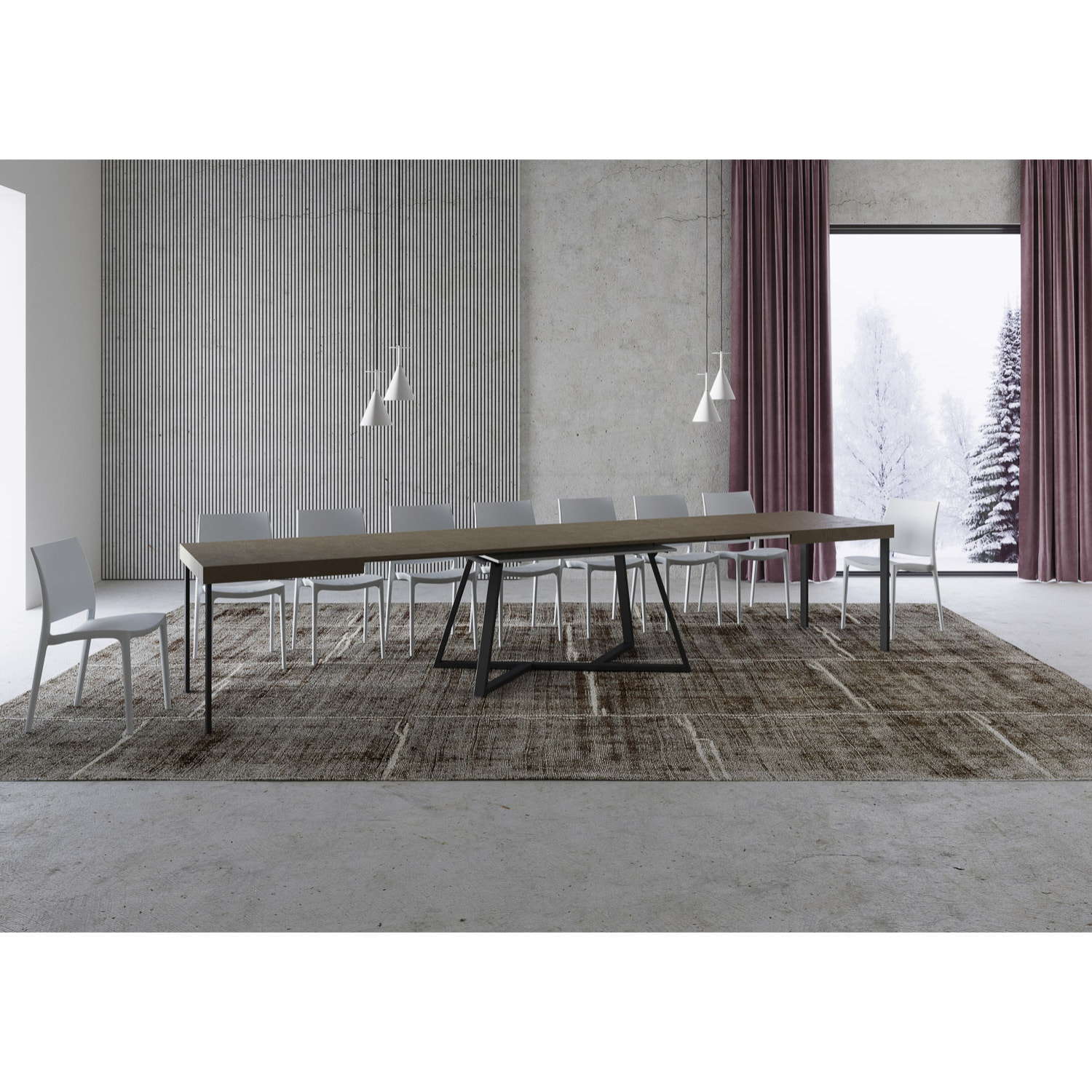 Tavolo allungabile 90x140/400 cm Booster tortora gambe antracite