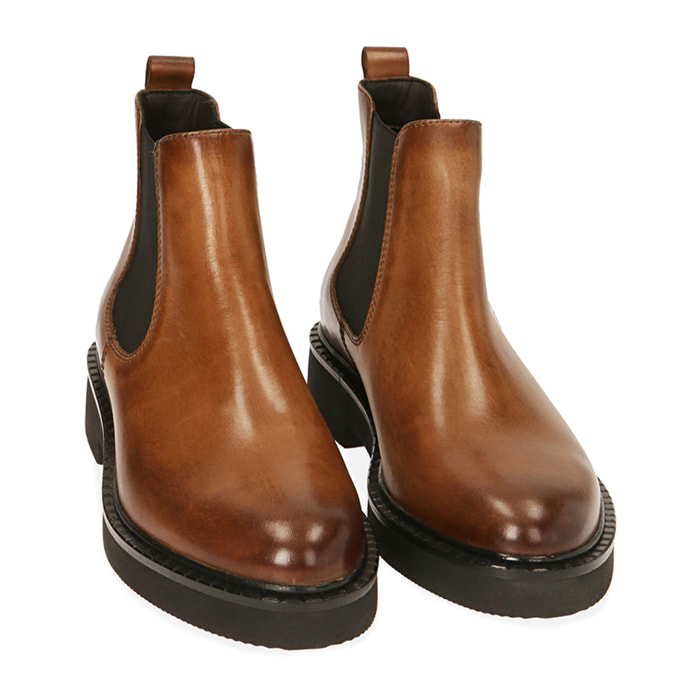 Chelsea boots cognac in pelle