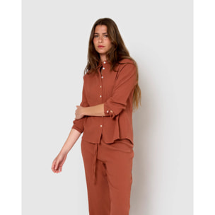 Camisa algodón lino rosette