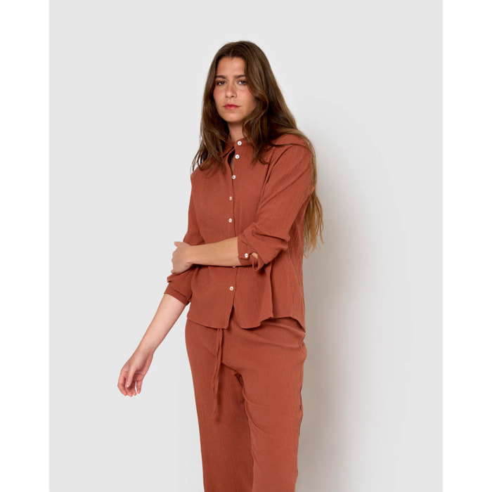 Camisa algodón lino rosette