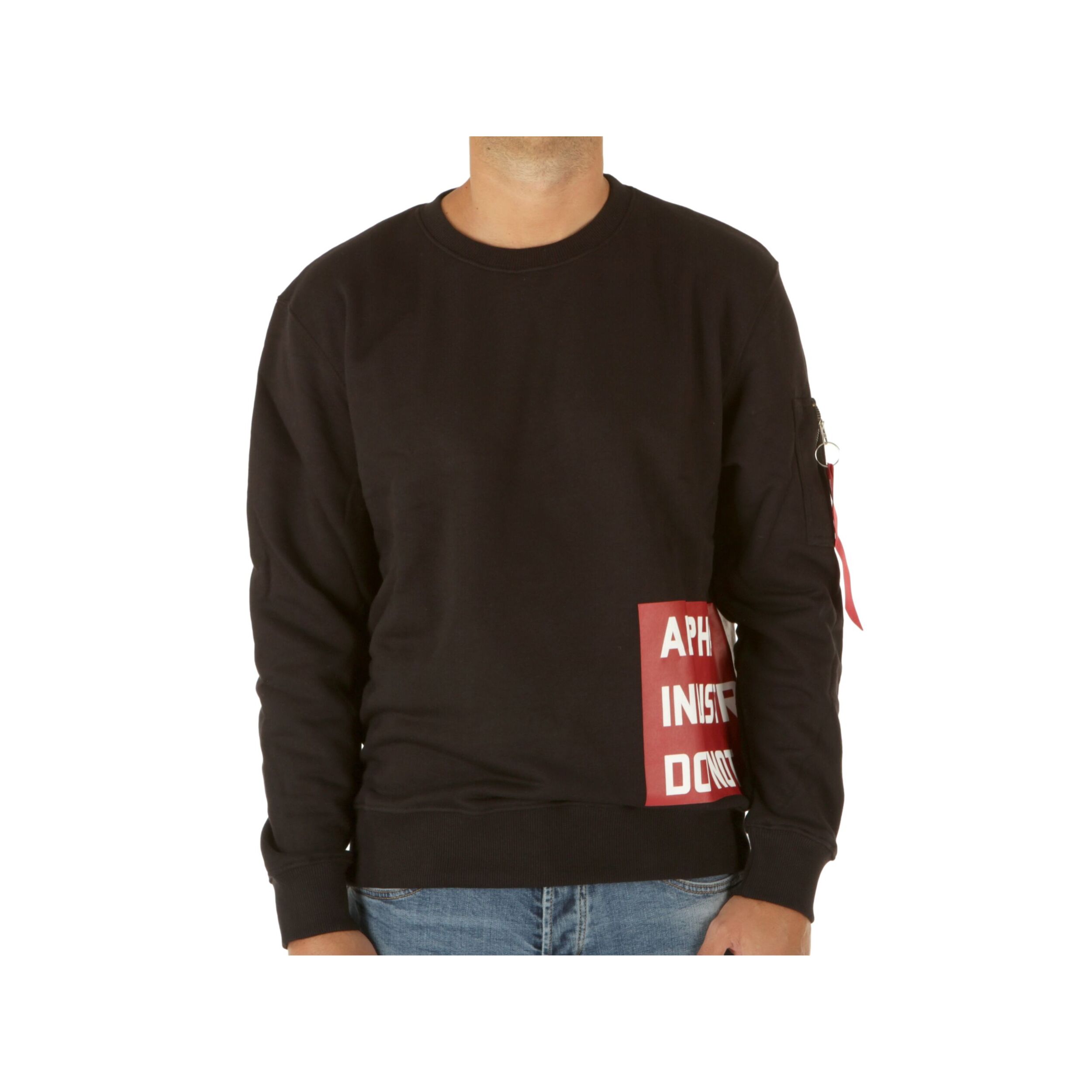 Felpe Alpha Industries Do not remove Sweater Black Nero