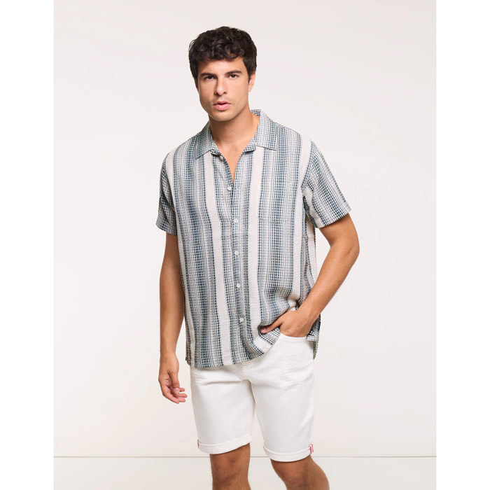 Camisa Manga Corta Rayas Verde - Cookin