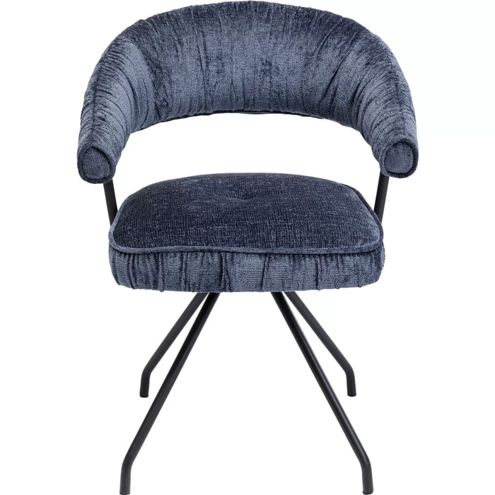 Chaise avec accoudoirs pivotante Arabella bleue Kare Design