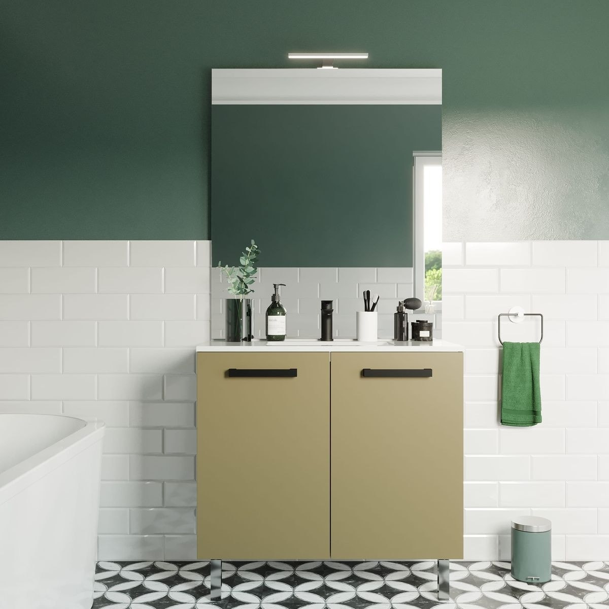 Meuble salle de bain vasque intégrée 2 portes - CHELSEA