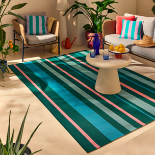 AZUR - Tapis intérieur/extérieur à rayures vertes