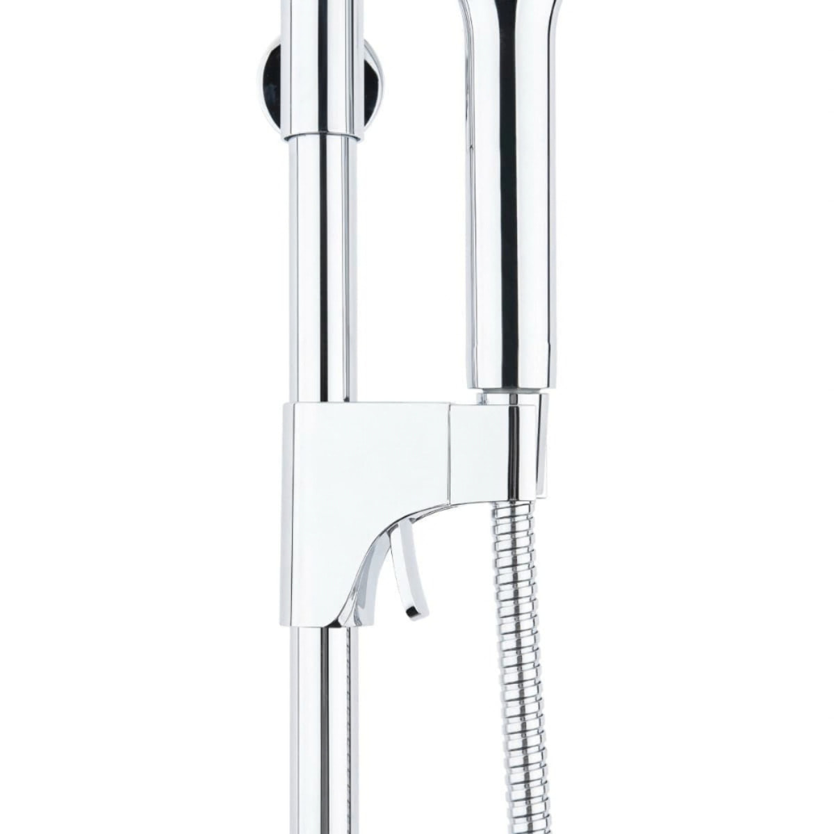 Système de douche mural thermostatique, forme ronde, 2 fonctions, entraxe 150 mm, garantie 5 ans, chrome