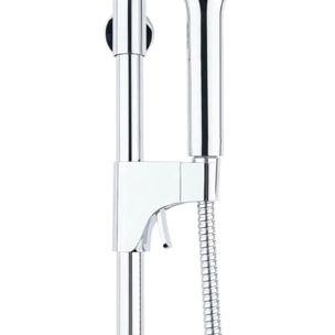 Système de douche mural thermostatique, forme ronde, 2 fonctions, entraxe 150 mm, garantie 5 ans, chrome