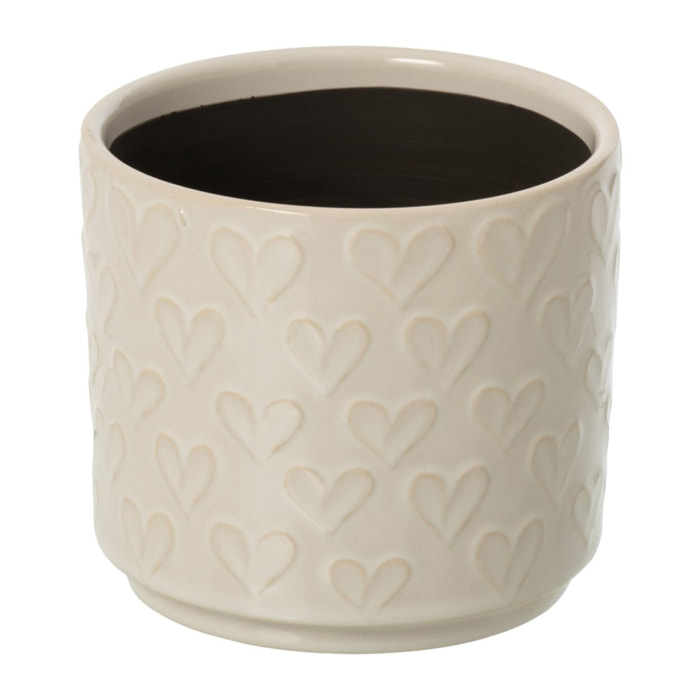 J-Line cache-pot cœurs - céramique - écru - small - 2 pcs