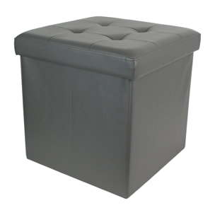 Coffre Pouf Pliable Pu Gris