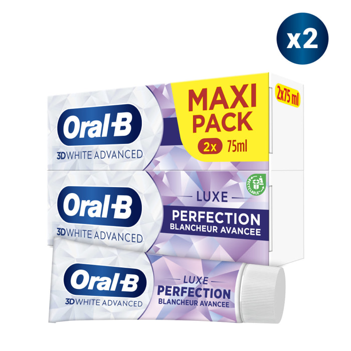 2x2 Dentifrices Oral-B 3D White Luxe Perfection 75 ml