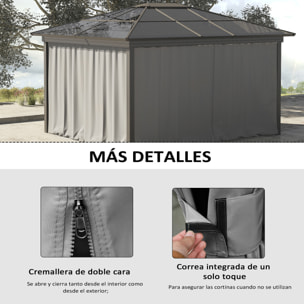 4 Paredes Laterales para Cenador 3x2 m Laterales de Carpa con Ganchos Cortinas sin Ventanas Reemplazo Lateral para Carpa de Jardín Exterior Fiesta Gris Claro